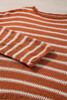 Brown Stripe Drop Shoulder Casual Sweater