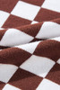 Brown Checkered Print Drop Shoulder Round Neck Sweater