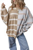 Khaki Stripe Colorblock Oversized Sweater