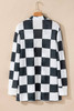 Black Checkered Waffle Knit Thumbhole Open Front Cardigan Black Checkered Waffle Knit Thumbhole Open Front Cardigan