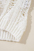 White Cut Out Crochet Crew Neck Loose Fit Sweater