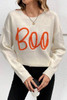 Apricot Boo Knitted Pattern Ribbed Edge Drop Shoulder Sweater