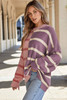 Pink Stripe Colorblock Oversized Sweater