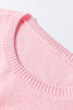 Pink Knitted Flower Pattern Ribbed Edge Sweater Pink Knitted Flower Pattern Ribbed Edge Sweater