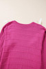 Rose Red Bow Knot Cut Out Round Neck Loose Sweater
