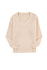 Parchment Loose Eyelet V Neck Drop Shoulder Sweater