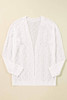 White Plus Size Eyelet Knit Open Front Cardigan White Plus Size Eyelet Knit Open Front Cardigan