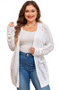 White Plus Size Eyelet Knit Open Front Cardigan White Plus Size Eyelet Knit Open Front Cardigan