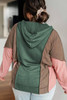 Breen Plus Size Colorblock Patchwork V Neck Hoodie