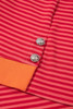 Orange Stripe Plus Size Drop Shoulder Long Sleeve Buttoned Decor Top