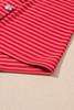 Orange Stripe Plus Size Drop Shoulder Long Sleeve Buttoned Decor Top
