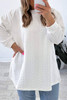 White Cable Textured Loose Plus Size Sweatshirt White Cable Textured Loose Plus Size Sweatshirt