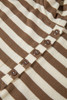 Brown Stripe Quarter Buttons Drop Sleeve Plus Size Hoodie