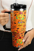 Orange Halloween Pumpkin Print Handle Large Tumbler 40oz Orange Halloween Pumpkin Print Handle Large Tumbler 40oz