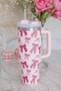 Pink Cute Bowknot Printed Tumbler with Handle 40oz Pink Cute Bowknot Printed Tumbler with Handle 40oz
