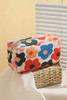White Flower Print Zipper Square Corduroy Cosmetic Bag White Flower Print Zipper Square Corduroy Cosmetic Bag