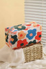 White Flower Print Zipper Square Corduroy Cosmetic Bag White Flower Print Zipper Square Corduroy Cosmetic Bag