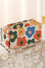 White Flower Print Zipper Square Corduroy Cosmetic Bag White Flower Print Zipper Square Corduroy Cosmetic Bag