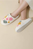 White Flower Pattern Slip On Plush Home Slippers White Flower Pattern Slip On Plush Home Slippers