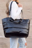 Black Solid Zipper Puffer Large Tote Bag Black Solid Zipper Puffer Large Tote Bag
