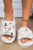White Christmas Fashion Printed Open Toe Plush Slippers