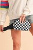 White Checkered Print Buckle Wide Belt Crossbody Bag White Checkered Print Buckle Wide Belt Crossbody Bag
