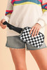 White Checkered Print Buckle Wide Belt Crossbody Bag White Checkered Print Buckle Wide Belt Crossbody Bag