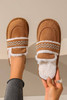 Chestnut Suede Wavy Striped Plush Lined Slippers (Run Small, Size Up)
