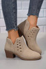 Parchment Cut Out Suede Pointed Toe Heeled Ankle Boots