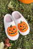 White Halloween Pumpkin Print Plush Slippers (Runs Small, Size Up)