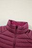 Burgundy Plush Collared Quilted Zipped Puffer Vest