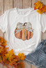 White Thanksgiving Bow Knot Pumpkin Print Round Neck T Shirt