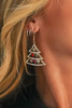 Gold Gem Decor Rhinestone Christmas Tree Holiday Hook Earrings Gold Gem Decor Rhinestone Christmas Tree Holiday Hook Earrings