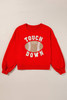 Fiery Red TOUCH DOWN Football Graphic Pullover Sweatshirt