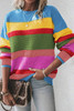 Light Blue Colorblock Mixed Textured Drop Shoulder Sweater