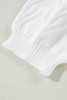 White Flower Detail Knitted Notched Neck Sweater