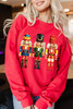 Red Christmas Metallic Nutcracker Graphic Crew Neck Sweatshirt Red Christmas Metallic Nutcracker Graphic Crew Neck Sweatshirt
