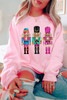 Pink Cute Nutcracker Printed Drop Shoulder Christmas Sweatshirt Pink Cute Nutcracker Printed Drop Shoulder Christmas Sweatshirt