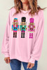 Pink Cute Nutcracker Printed Drop Shoulder Christmas Sweatshirt Pink Cute Nutcracker Printed Drop Shoulder Christmas Sweatshirt