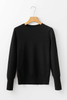 Black Solid Color Slim Fit Lightweight Crew Neck Sweater
