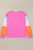 Rose Red Chenille MERRY Christmas Patched Colorblock Long Sleeve Top