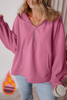 Valerian Fleece Lined Half Zipper Kangaroo Pockets Loose Hoodie