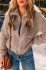 Light French Beige Zipper Pocketed Winter Fuzzy Jacket Light French Beige Zipper Pocketed Winter Fuzzy Jacket
