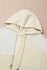 Beige Textured Patchwork Exposed Seam Plus Size Hoodie