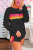 Black Striped Accent Pullover and Shorts Two Piece Casual Set