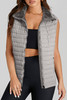 Silvery Plush Collared Quilted Zipped Puffer Vest