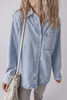 Beau Blue Long Sleeve Buttoned Chest Pocket Denim Shacket