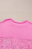 Bonbon Sequin Patchwork High Low Hem Henley Sweatshirt
