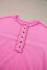 Bonbon Sequin Patchwork High Low Hem Henley Sweatshirt