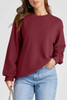 Burgundy Plain Drop Shoulder Crewneck Pullover Sweatshirt Burgundy Plain Drop Shoulder Crewneck Pullover Sweatshirt
